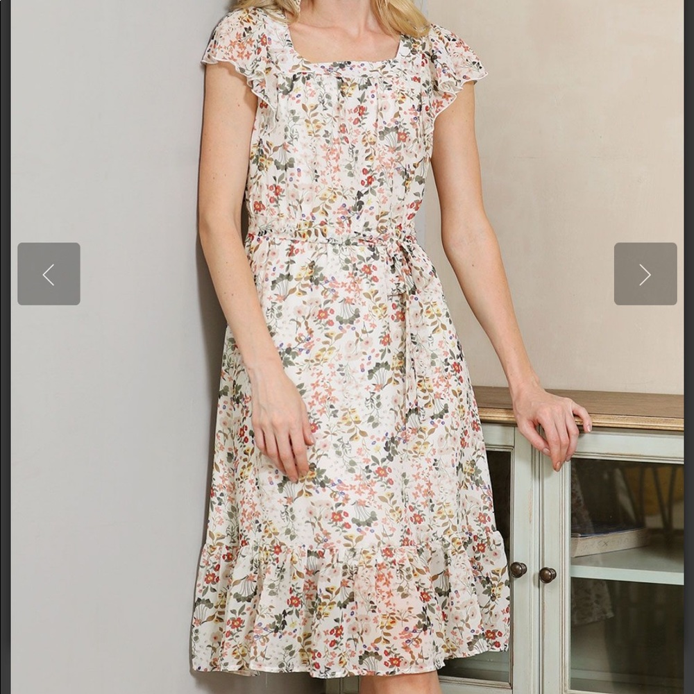 AllegraK Flutter Sleeve Ruffled Hem Dress